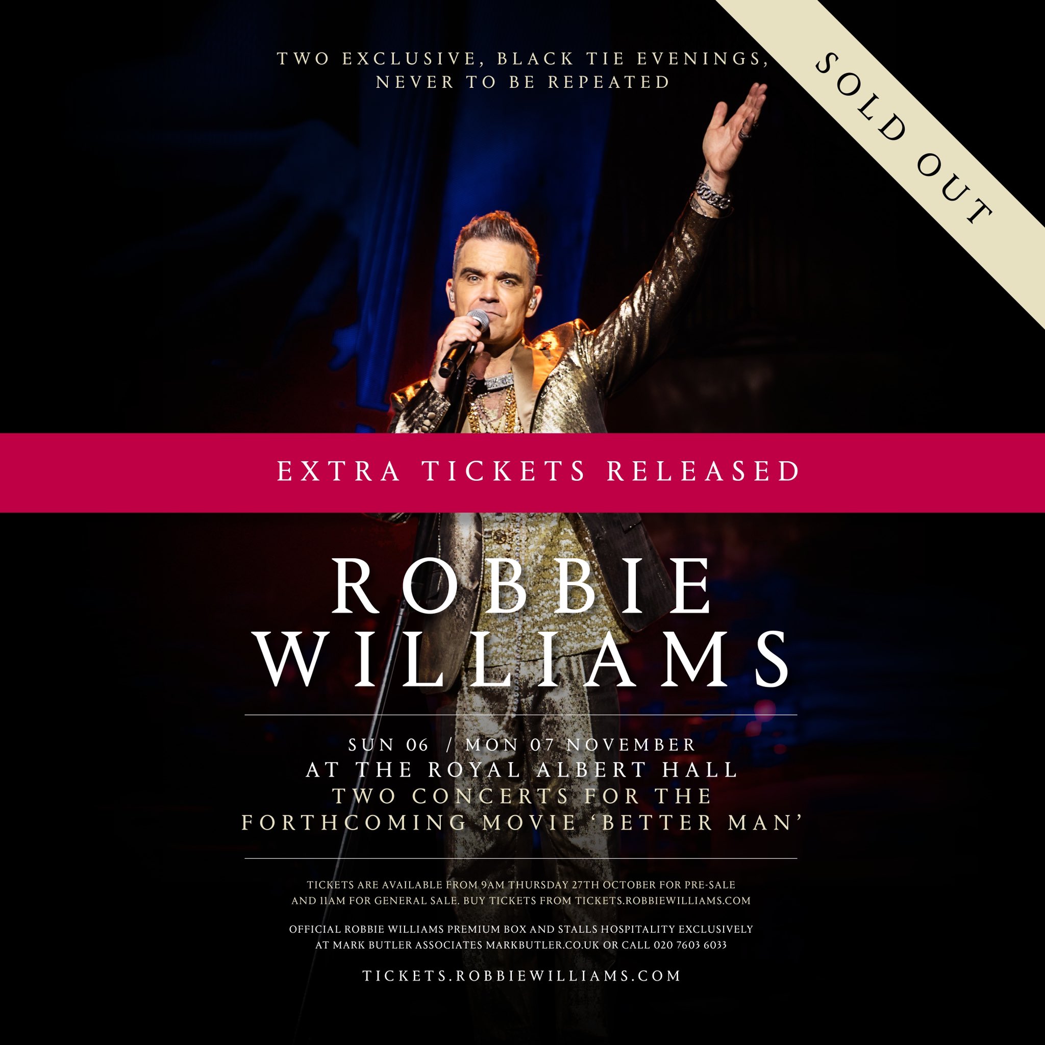Robbie Williams on Twitter "Extra tickets released for my Royal Albert Hall shows on 6th & 7th