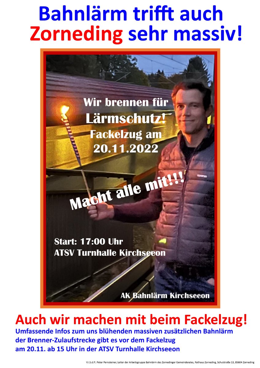 Gemeinsam gegen #Bahnlärm in #Kirchseeon und #Zorneding wegen des zusätzlichen #Lärms durch den Nordzulauf #Brennertunnel