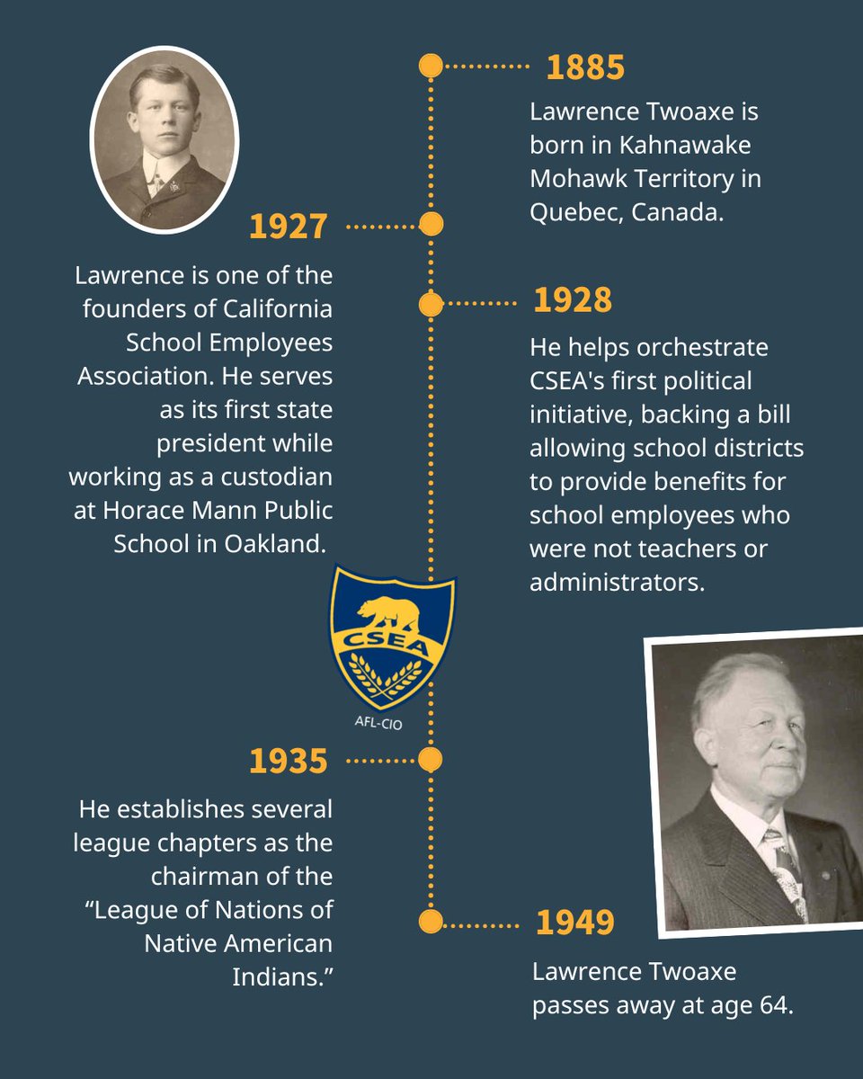 In honor of #NativeAmericanHeritageMonth, we’re sharing the story of Lawrence Twoaxe, a school custodian who cofounded and became the first state president of @CSEA_Now.