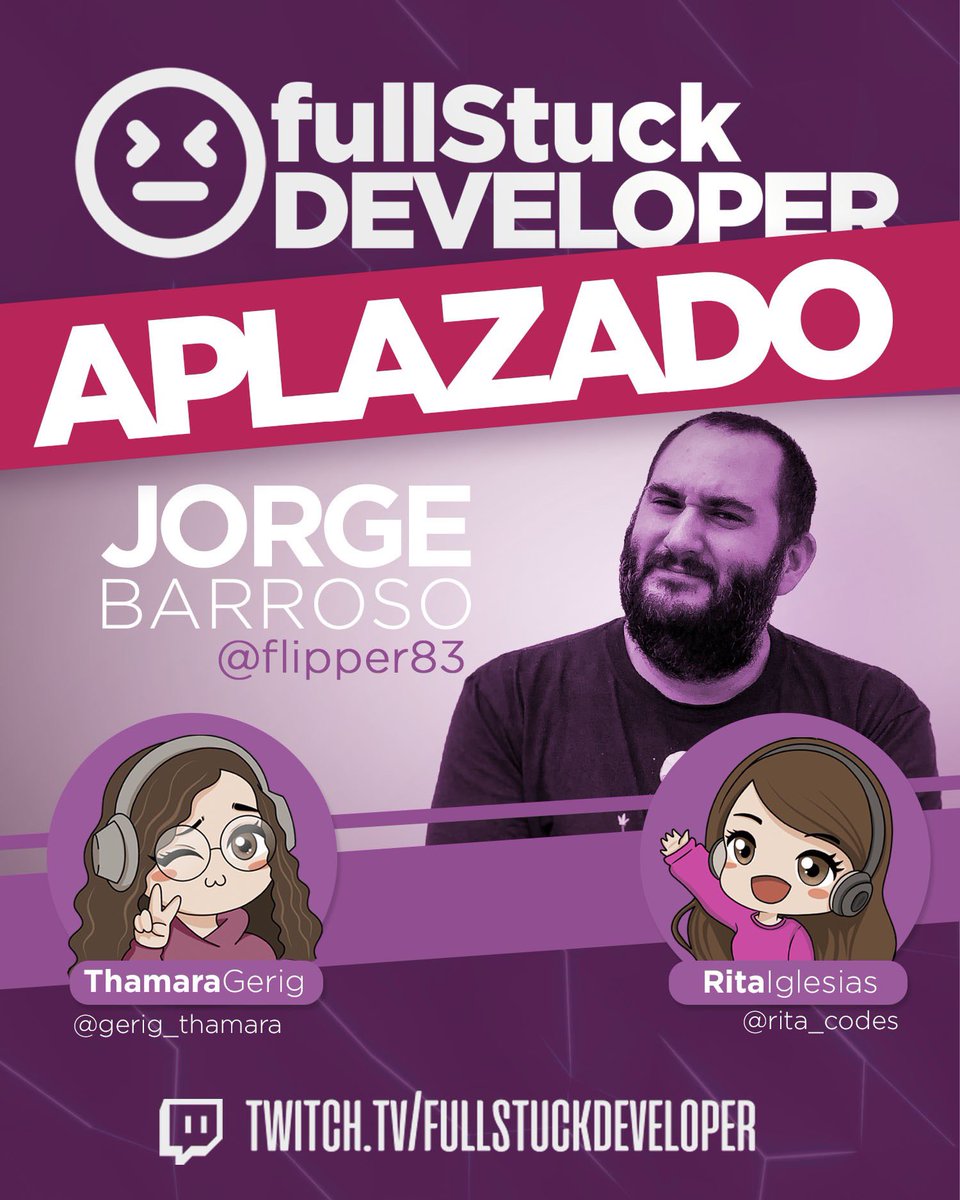 Full Stuck Developer (@fullstuck_dev) on Twitter photo Malas noticias!!! Nos vemos obligadas a aplazar el programa de hoy con <a href="/flipper83/">Jorge J 'Jorhell'</a> porque <a href="/gerig_thamara/">Thamara Gerig</a> está tratando de no ahogarse en su casa debido a una fuga de agua, y como no queremos que se electrocute pronto os diremos la nueva fecha #sorry #prayforThamara Malas noticias!!! Nos vemos obligadas a aplazar el programa de hoy con <a href="/flipper83/">Jorge J 'Jorhell'</a> porque <a href="/gerig_thamara/">Thamara Gerig</a> está tratando de no ahogarse en su casa debido a una fuga de agua, y como no queremos que se electrocute pronto os diremos la nueva fecha #sorry #prayforThamara