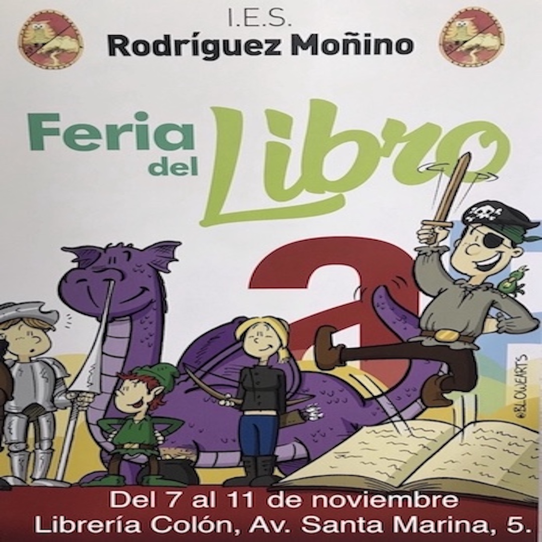 RodriguezMonino's tweet photo. Del 7 al 11 de noviembre tendrá lugar la Feria del Libro de nuestro Centro. Tanto alumnos como docentes podrán beneficiarse de un 10% de descuento en la Librería Colón (Av. Santa Marina, 5). Para ello es imprescindible presentar el DNI o cualquier otro documento identificativo. https://t.co/5Z5sV2LwpA