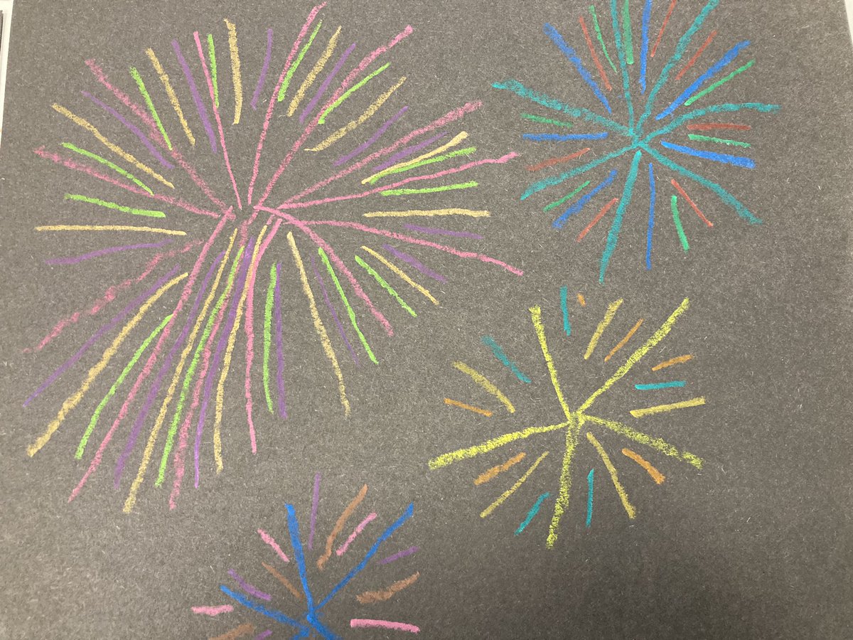 Harts_Y1's tweet photo. In craft club today we looked at the different colours and shapes of fireworks and the children created their own artwork using pastels.  We then had great fun making chocolate sparklers! 🎆 https://t.co/cLSC4I3DPs