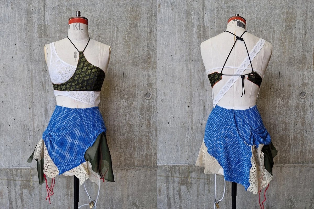 Beautiful designs by Núria Gil!

Núria is passionate about sustainable fashion and recently took our Introduction to Sustainable Design Approaches in Fashion Short Course.

This outfit was made using upcycled lace curtains!

Read more about Núria's work > bit.ly/3DGzlkS