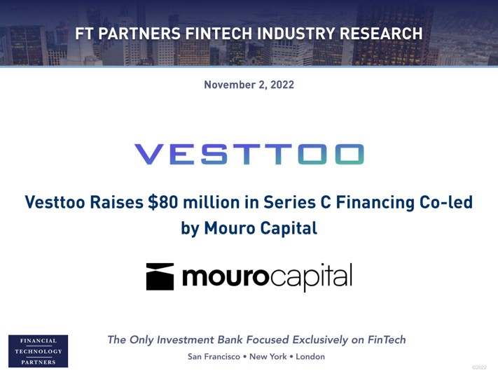 FTPartners's tweet image. Capital market solutions provider for insurance risk transfer @vesttoo raises $80 million in Series C financing led by @mourocapital – the round values Vesttoo at $1 billion finte.ch/Vesttoo #FinTech #InsurTech #CapitalMarketsTech