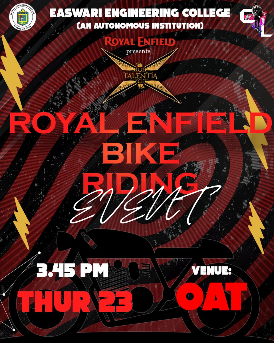 campuslife_eec's tweet photo. Join us today for a fun filled evening of revving up the Royal Enfield engines!
#RoyalEnfileld
#RoyalenfieldRides
#RoyalEnfieldScram
#RidePure
#RideMore
#eec #campuslife #talentia2k22 https://t.co/hmpV6gHQBl