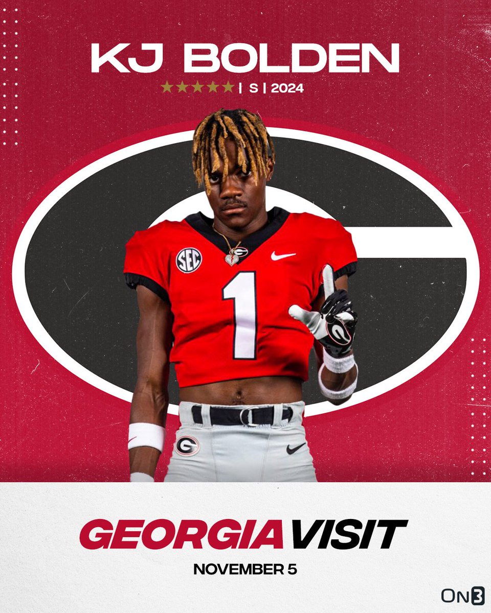 2024 5-star safety KJ Bolden will visit Georgia this weekend when the Bulldogs host Tennessee🐶 Read: on3.com/college/georgi…