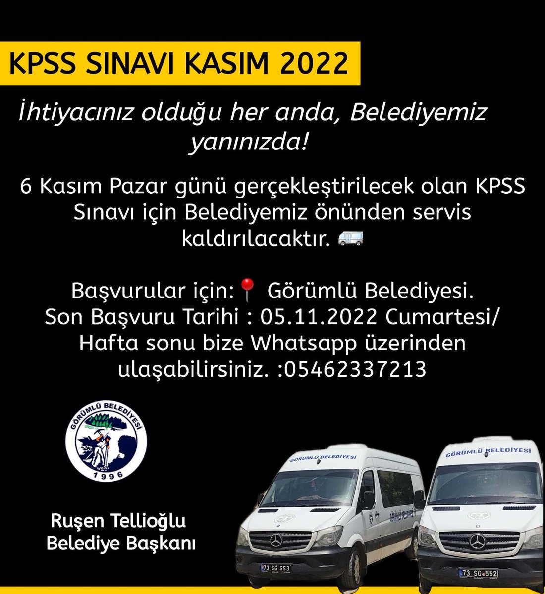 GorumluB's tweet photo. İhtiyacınız olduğu her anda, Belediyemiz yanınızda! 

Başvurular için:📍 Görümlü Belediyesi.
Son Başvuru Tarihi : 05.11.2022 Cumartesi

#Kpss https://t.co/orvlq1XP9p https://t.co/lmEnekOL8w