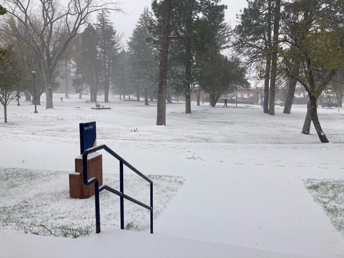 Your 11:25am view from the CEFNS Dean's Office.  Stay warm and travel campus safely! #firstsnowoftheseason #northquad #NAUcampus #buryhall