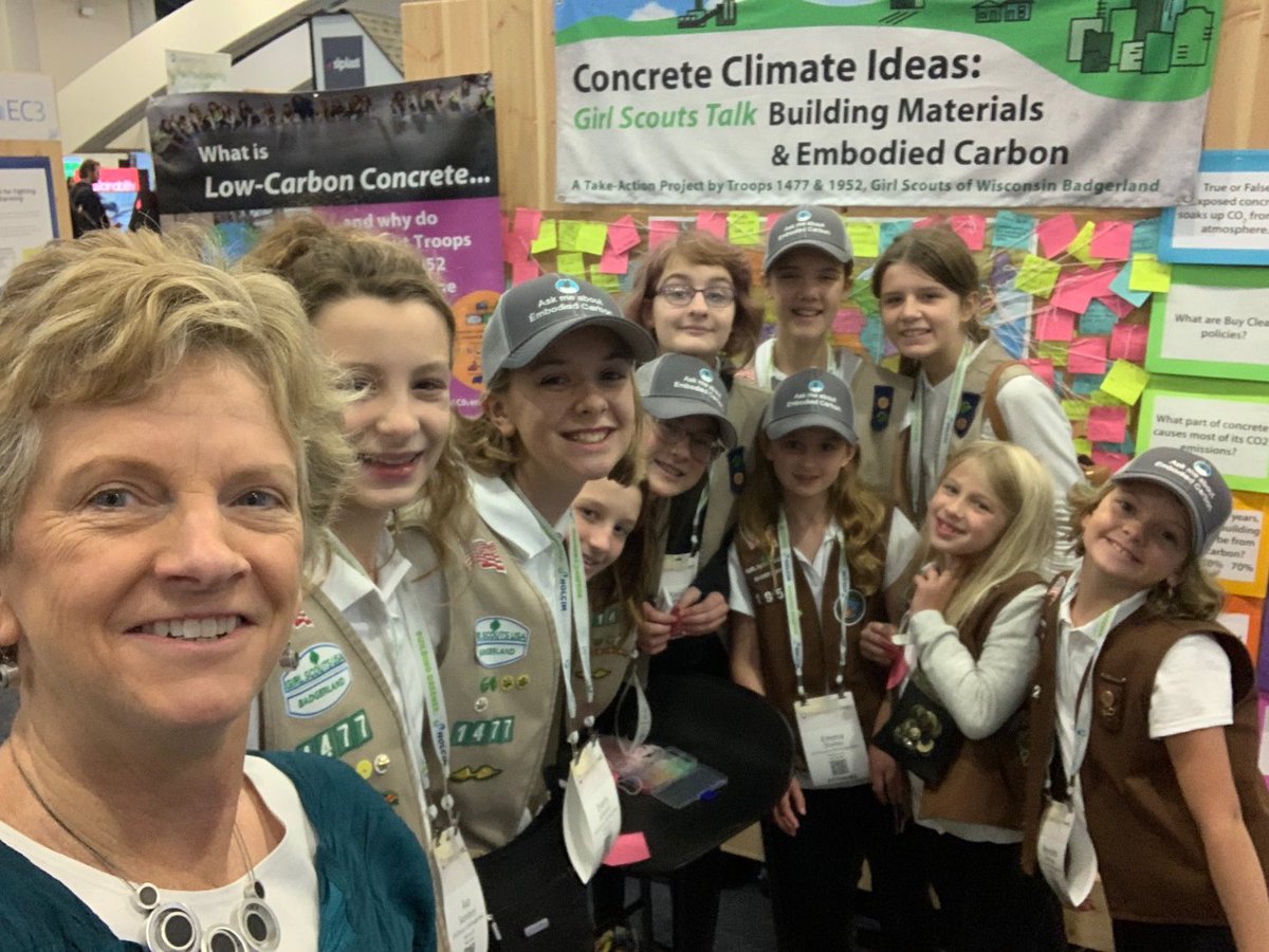 Heard from awesome Wisconsin @girlscouts troops (#1477 & #1952) that are helping everyone understand how low carbon materials help tackle climate change. @Greenbuild