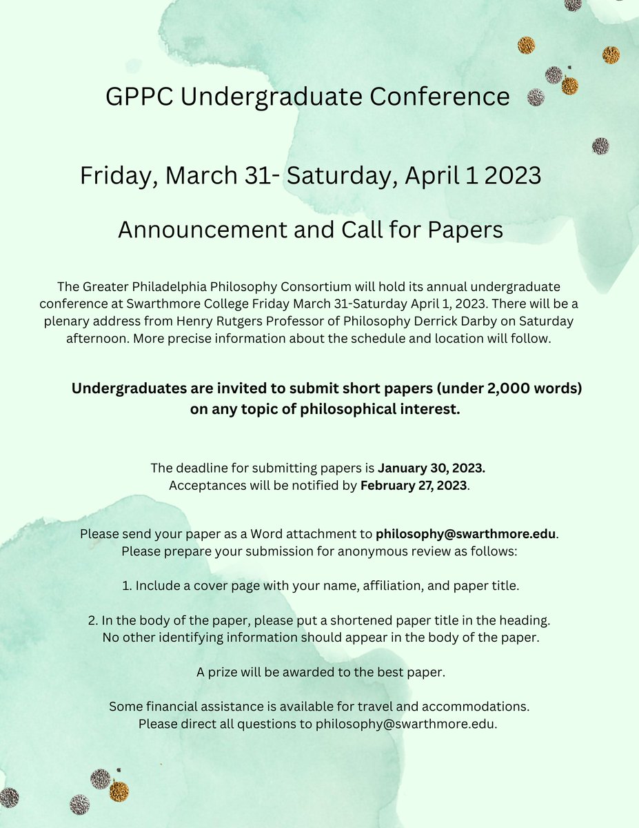 We are thrilled to be hosting the GPPC undergraduate conference in the spring! Please share widely!