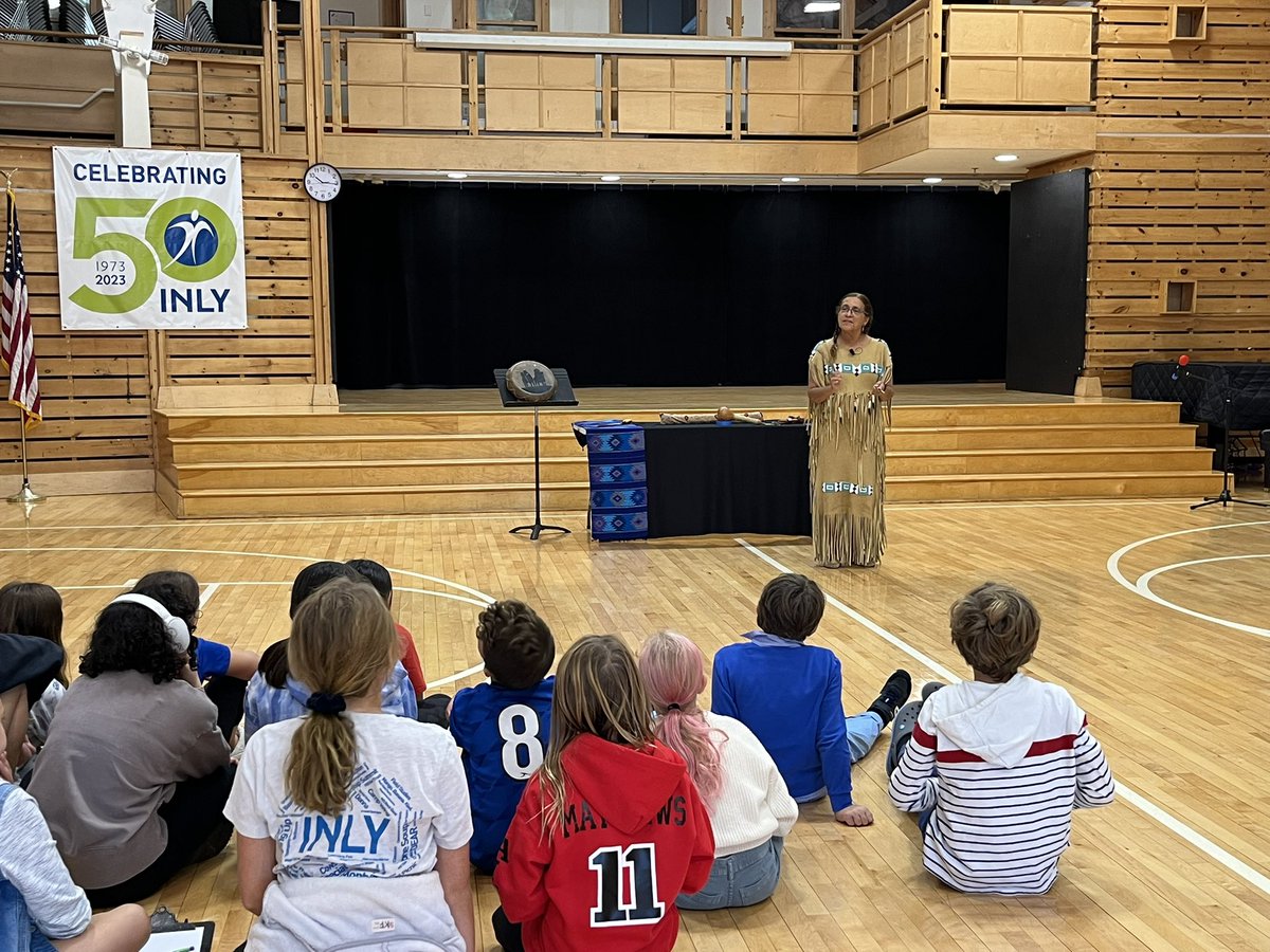 InlySchool's tweet photo. #InlySchool students in #kindergarten through #sixthgrade attended an assembly today with a presentation from Robin Pease on Native American Tales and Traditions ✨

#InlyChildrensHouse #InlyLowerElementary #InlyUpperElementary #InlyMontessoriPlus https://t.co/Motxd2jhgv