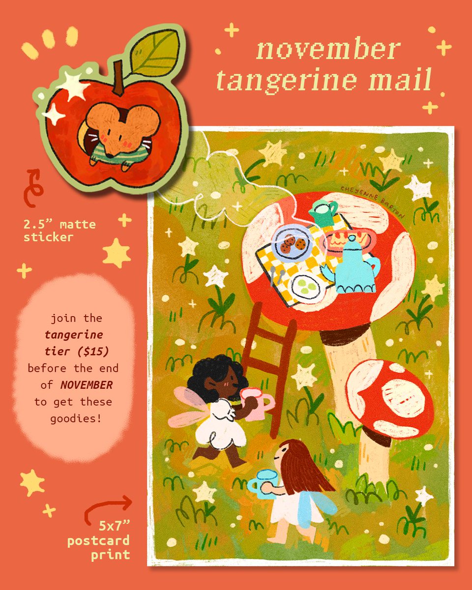these are my november rewards for my tangerine 🍊 patr0ns!! i particularly love the little apple mouse sticker 🍎✨ link will be below if you wanna check it out~ 