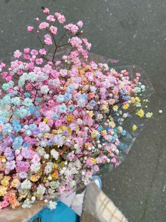 lavieestbelIe's tweet photo. Rainbow baby’s breath bouquets https://t.co/iU61ubcHX9