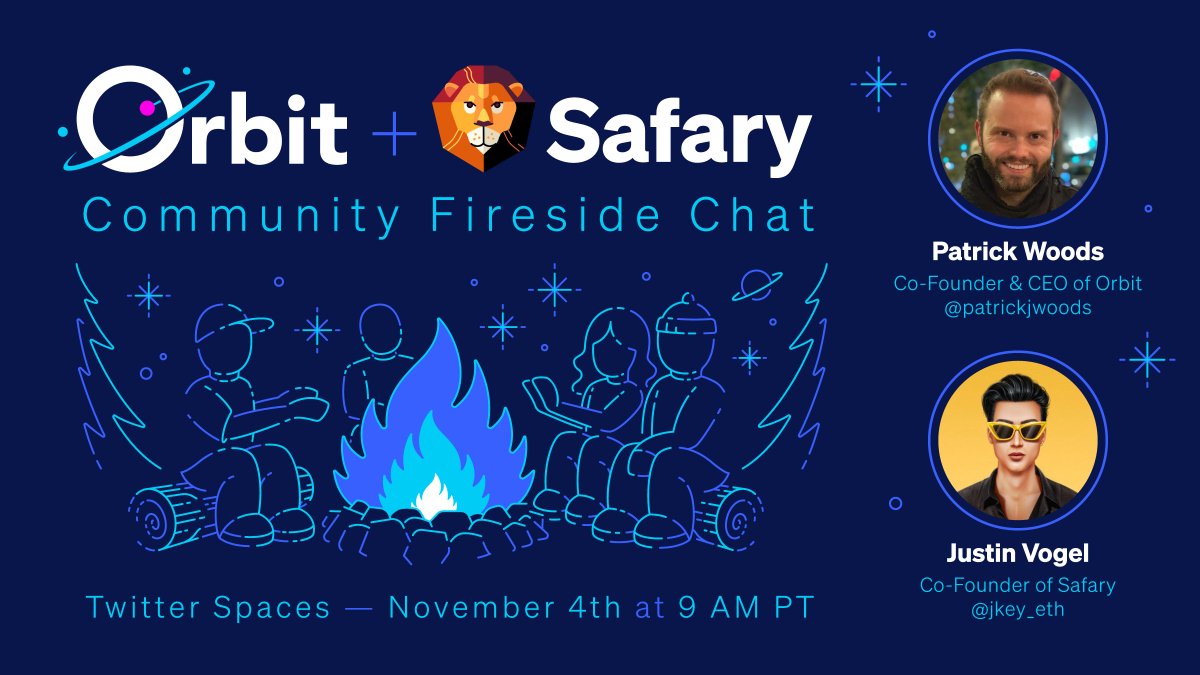 We have partnered up with <a href="/jkey_eth/">justin vogel 🦁</a> and our friends <a href="/Safaryclub/">Safary 🦁</a> to host a Community Fireside Chat.

Come discuss all-things community:
•  Why start a community?
•  How do you grow a community?
•  Is there a difference between Web2 &amp; Web3 communities?

hubs.ly/Q01rqyxP0