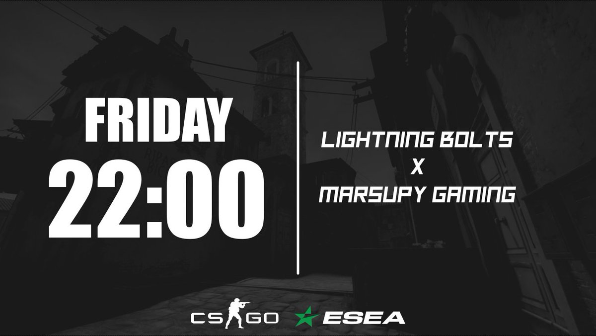 Intermediate League Game
✔️Enemy: Marsupy Gaming
✔️Date: 04/11
✔️Time: 22:00
✔️ Map: Inferno
#esea #csgo