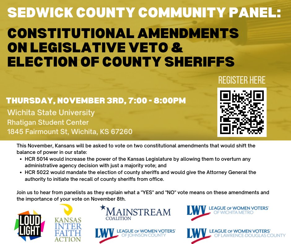 Still not sure about those constitutional amendments on your Nov. 8 ballot? Join our friends tonight, 11/3 at 7pm online or in-person at WSU to hear panelists explain what a 'YES' and 'NO' vote means on the amendments. RSVP to attend at tinyurl.com/5n8je92m