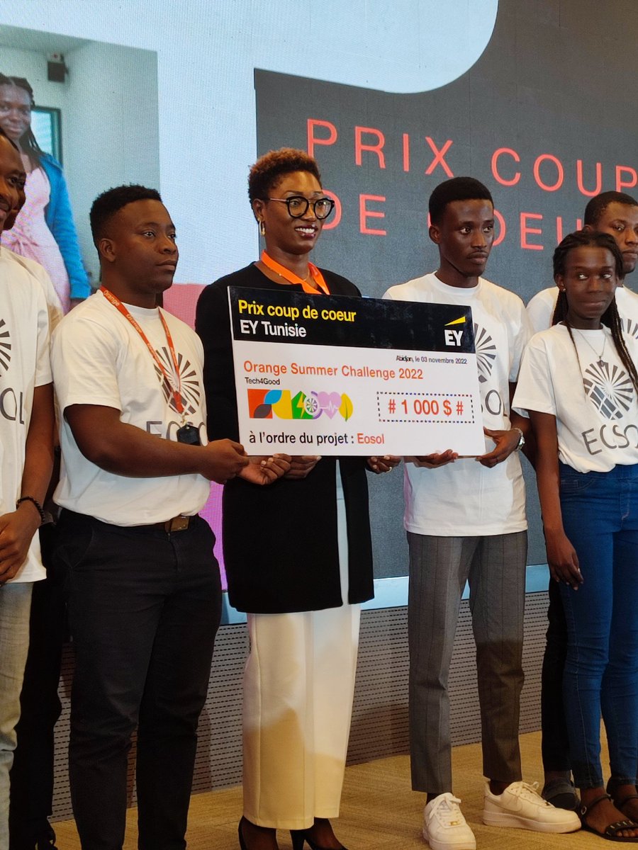 edithbrou's tweet image. Prix coup de cœur de EY (1000 $) va au projet Eosol du #OrangeSummerChallenge2022 #OSC2022
#OperateurDigitalEngagé