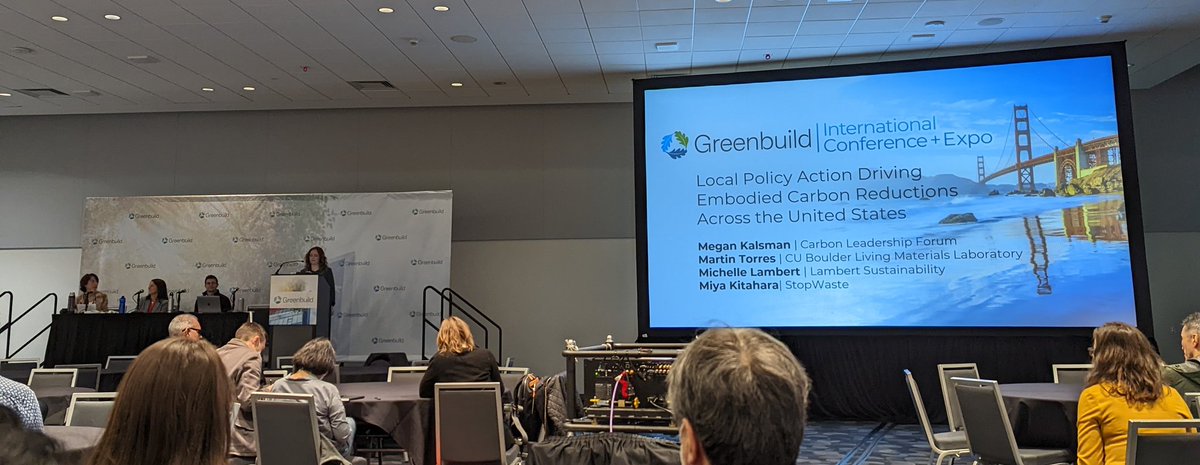 Excited to hear Megan Kalsman @CarbonLeadForum speak about local policy driving #EmbodiedCarbon reductions at #Greenbuild @Greenbuild 🧵