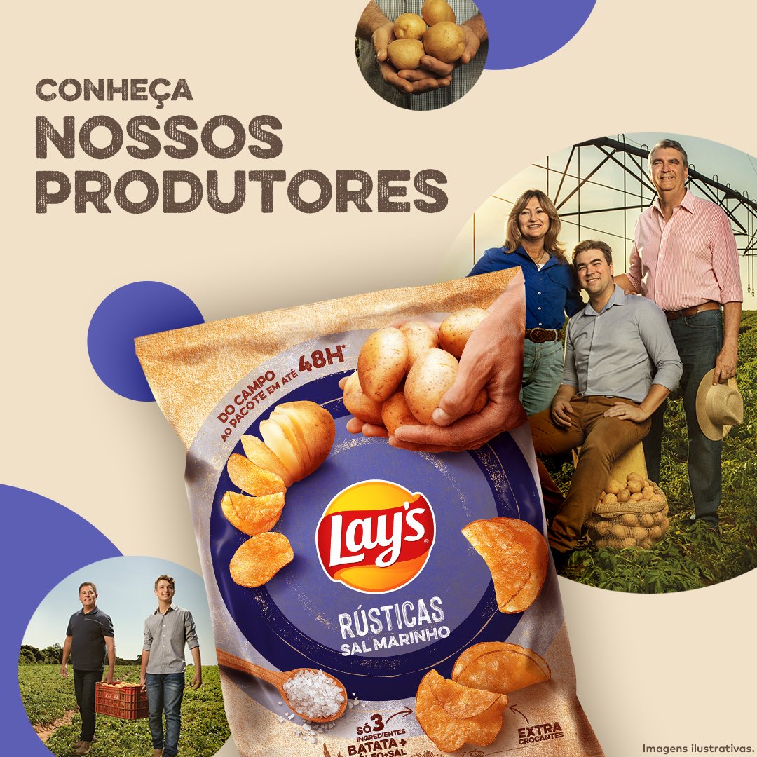 Todo pacote de LAY'S ® Rústicas carrega a história dos nossos produtores parceiros. Conheça todos eles escaneando o QR code do pacote.