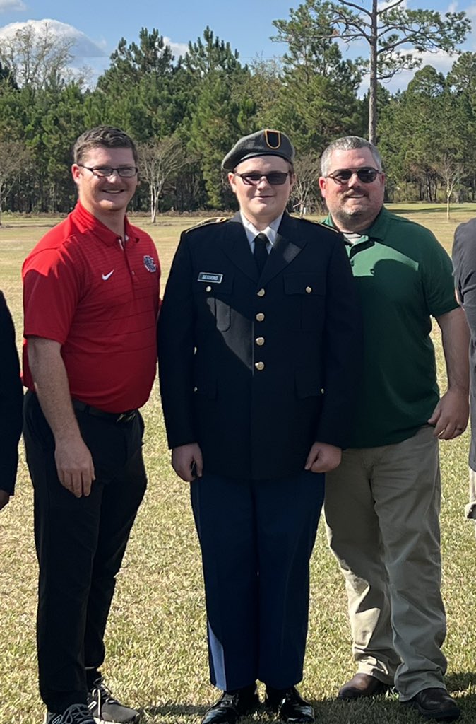 blakenesmith's tweet photo. Day #61 - Today it was our honor to participate in the JROTC promotion ceremony at the invitation of one of our scholars! Proud of him and proud to have been asked to be there for him! @Coach_Ledbetter @BryanCountyMHS https://t.co/HJlTTSOf4e