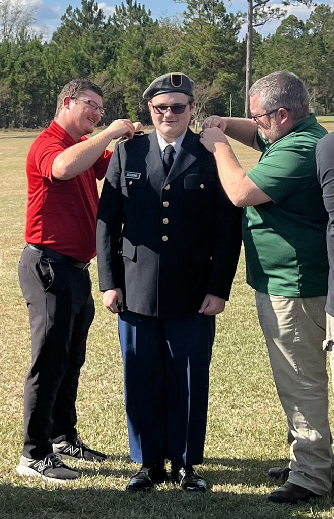 blakenesmith's tweet photo. Day #61 - Today it was our honor to participate in the JROTC promotion ceremony at the invitation of one of our scholars! Proud of him and proud to have been asked to be there for him! @Coach_Ledbetter @BryanCountyMHS https://t.co/HJlTTSOf4e