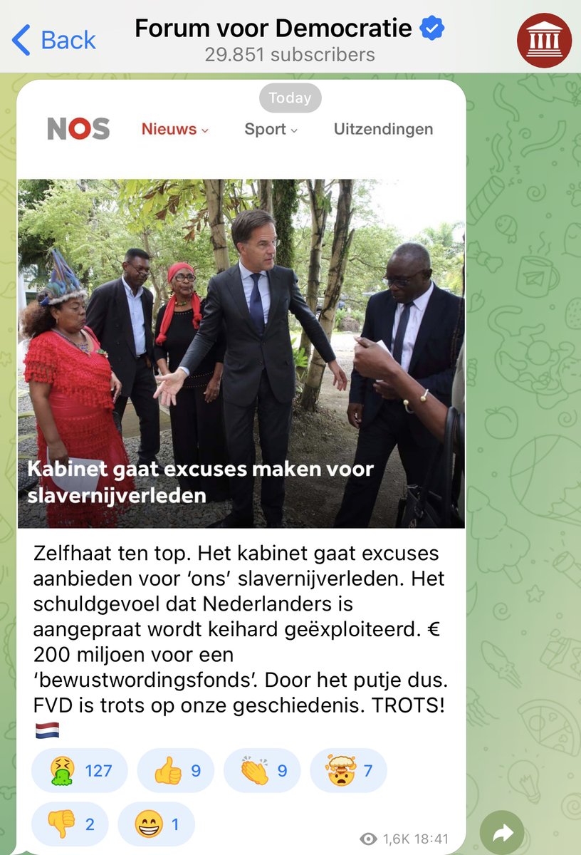 #fvd exploiteert de excuses voor het #slavernijverleden voor eigen politiek gewin #smerig