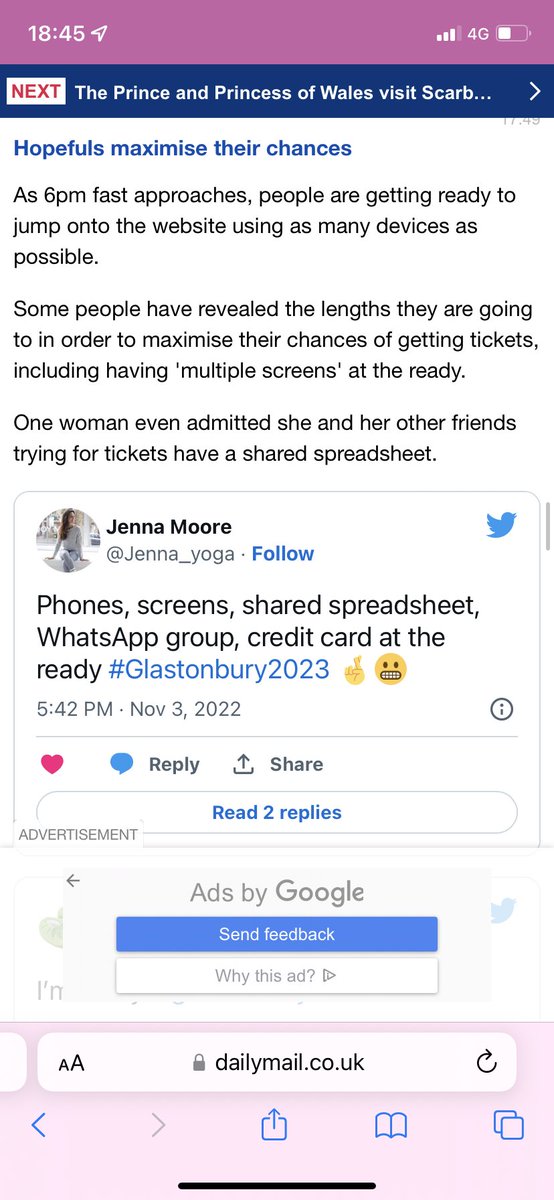 No Glasto tickets AND I got quoted in The Daily Mail FML… 😂😂😂 #Glastonbury2023
