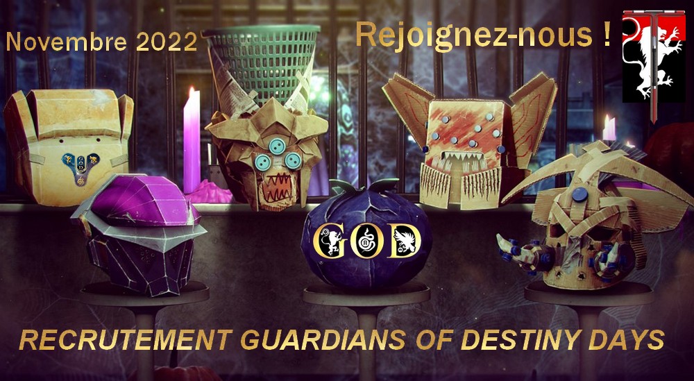 [RECRUTEMENT] GUARDIANS OF DESTINY DAYS

Nous sommes à la recherche de joueurs qui souhaitent s'impliquer activement sur #Destiny2 

Au plaisir de jouer avec vous 🤝

👉 Pour plus d'informations, cliquez là : bit.ly/3Nw1GyC ou contact en mp.
