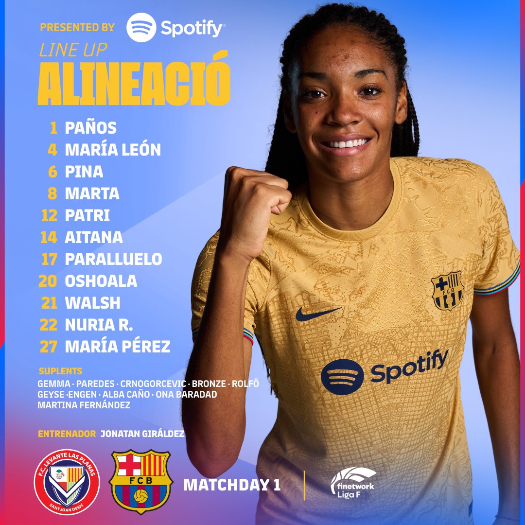 👥 11 #FCBFemeni OFICIAL #LevanteLasPlanas 

💙❤️ #ForçaBarça