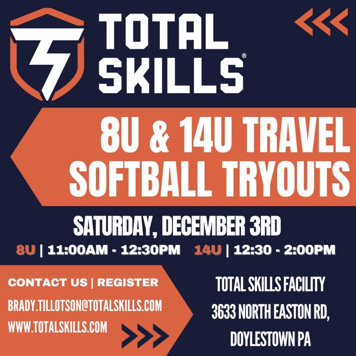 🚨TRYOUT ALERT🚨
We are excited to announce tryouts for our (new!) 8u travel team alongside tryouts to add a few more players to our 14u roster! 

totalskills.leagueapps.com/clubteams/3538…