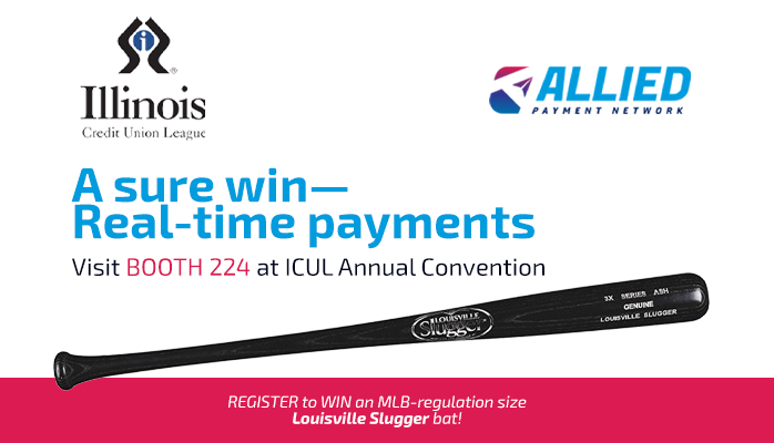 Offering #realtime #payments is a grand slam strategy that earns you new members and can even generate income for your #creditunion.

Meet <a href="/AlliedPayment/">Allied Payment</a>'s Todd Morgan today at <a href="/ILCULeague/">Illinois CU League</a> Annual Convention to learn more, and register to win a #LouisvilleSlugger baseball bat.