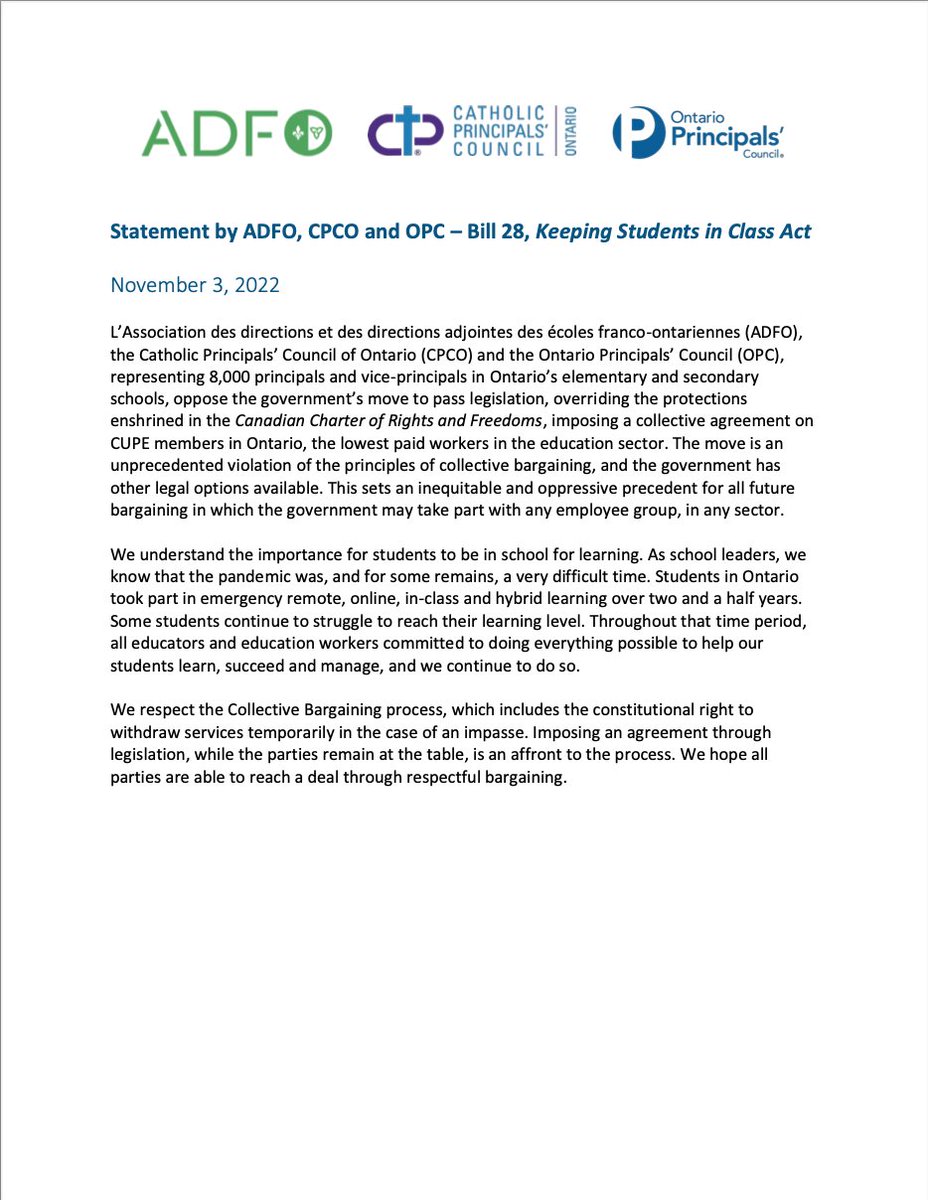 A Statement by <a href="/adfo/">ADFO</a>, <a href="/CPCOofficial/">CPCO</a> and <a href="/OPCouncil/">Ontario Principals' Council</a>