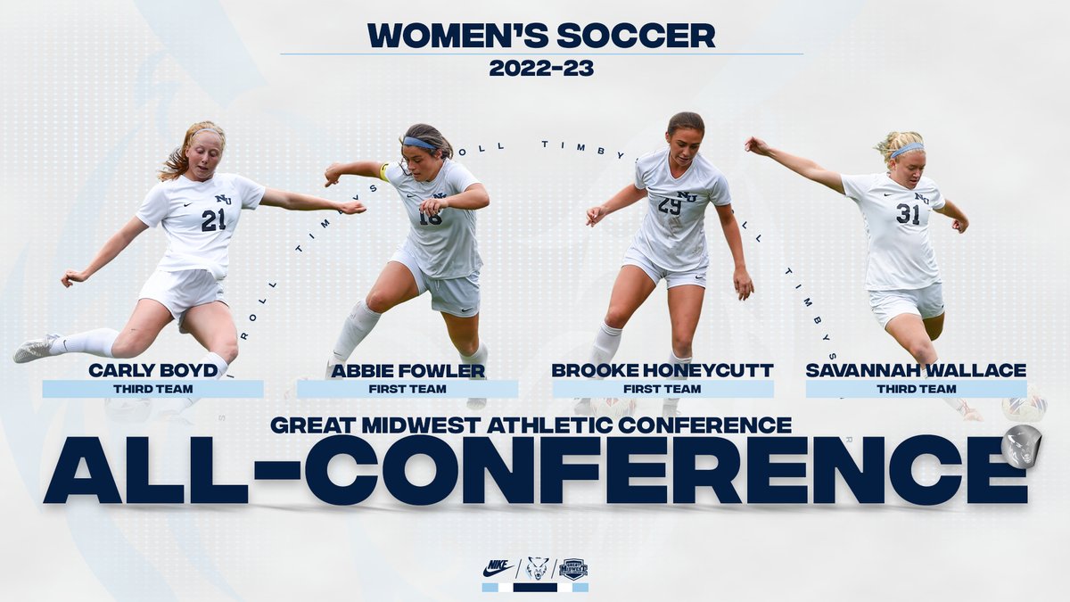 All-Conference✅
Fowler, Honeycutt, Boyd, and Wallace Highlight @NUwomensoccer On All-Conference Teams! #RollTimbys 🐺bit.ly/3DVwiGG