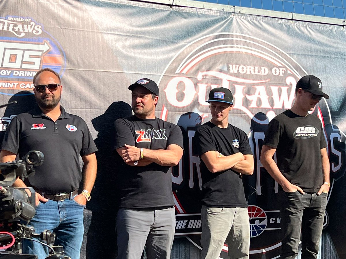 Donny &amp; <a href="/KraigKinser/">Kraig Kinser</a> are paired up for the next round of the “Newlywed Game” on the <a href="/WorldofOutlaws/">World of Outlaws</a> stage at <a href="/TheDirtTrack/">The Dirt Track</a> at Charlotte - PR
