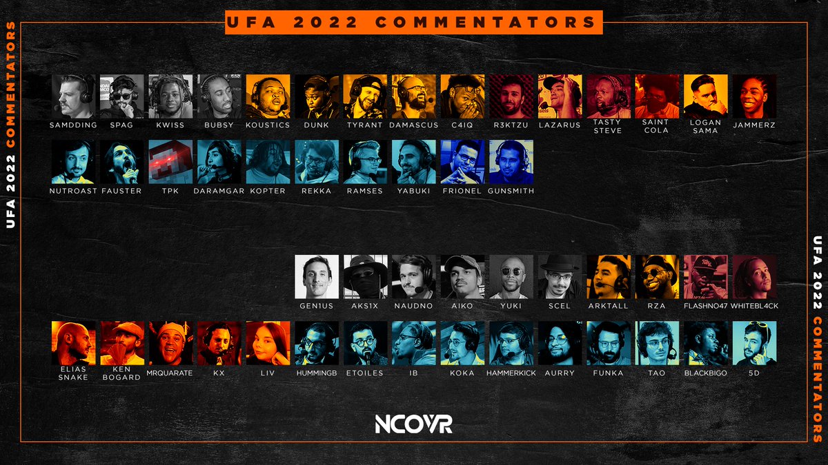 Forget Coachella, Tomorrowland or Hellfest, this is the best line up you will see in 2022.

Unveiling our commentators for #UFA2022 and yes ... it's packed!

🎫Spectator pass still available : ufa.gg

📅 November 11-13 
📍 Docks de Paris,Paris