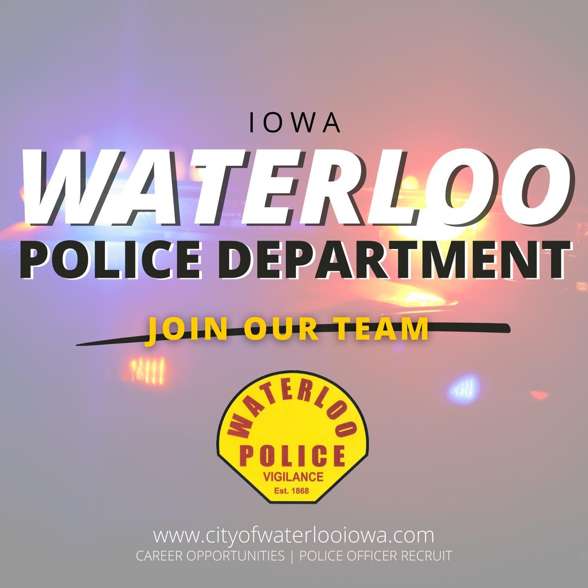 WaterlooPolice's tweet image. Make a difference. Become A WPD officer!
Lateral Police Officers: Salary --$31.28/hr. - $36.48/hr.
Non-Certified applicants: Salary --$31.28/hr. ($65,062.00/

⬇️ CLICK below for more information and scroll down to “Click here to apply” ⬇️

cms6.revize.com/revize/waterlo…