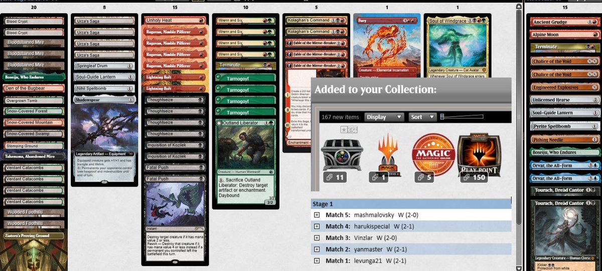 Symo66's tweet photo. Is jund still broken? A couple of 4/1 and finally 5/0 #MTGO #jundSaga https://t.co/dvI2NQRmFB