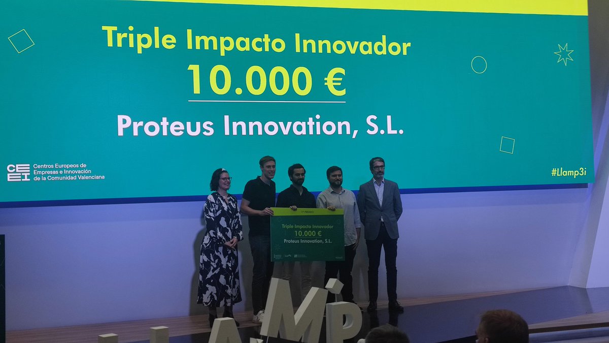 🎉🌿Primer premio impacto innovador para Proteus Innovation! 
Sus soluciones con drones para salvamento marítimo y otras tecnologías marítimas reciben este premio.
¡Orgullosos de haberlos mentorizado desde #AVAESEN!
#Llamp3i