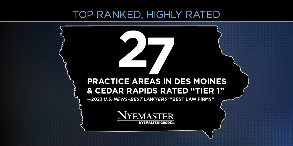 We're proud to once again be recognized by U.S. News &amp; World Report and Best Lawyers® in the 2023 edition of Best Law Firms!

nyemaster.com/news/nyemaster…