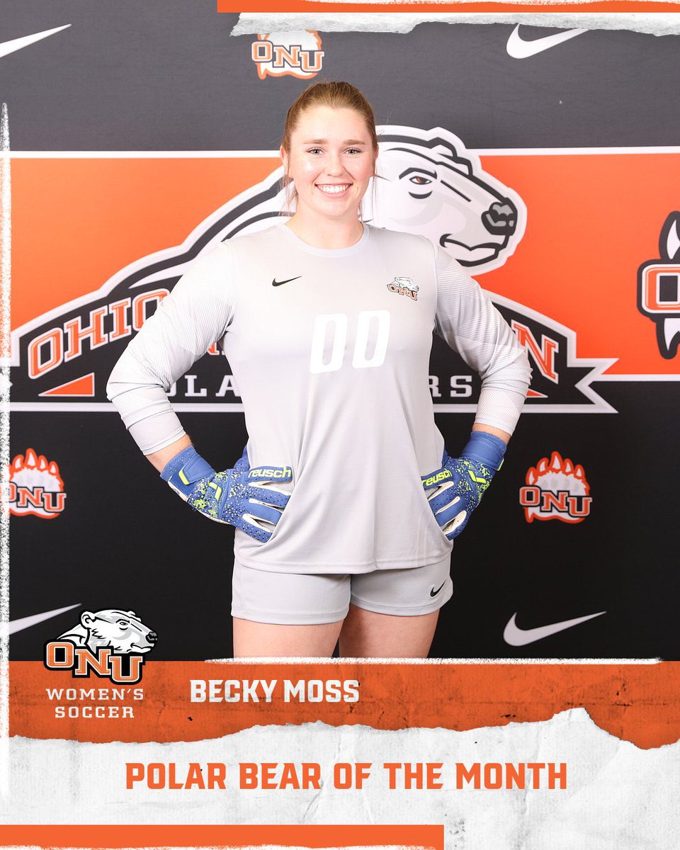 ONUWS_BAC's tweet photo. Congratulations to senior, Becky Moss, for being awarded October Polar Bear of the Month! This award is given monthly to a student-athlete who best represents ONU on and off the field/court within their given sport and season.
#GoBears #BAC #PBOTM https://t.co/ShAdzt6CQA