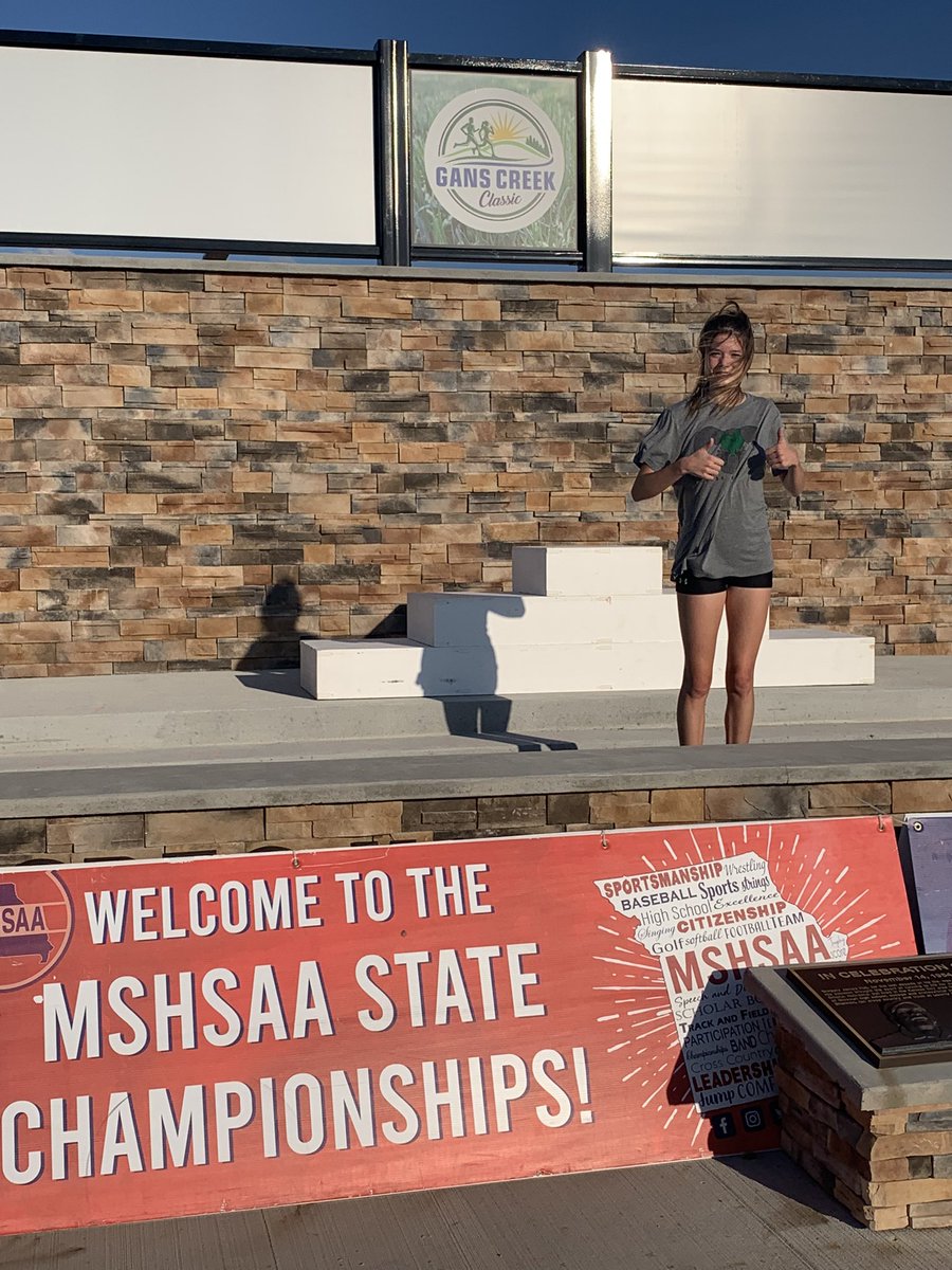 Two thumbs up by Avery after her warmup on the state course! Avery will race tomorrow morning at 9am in the Missouri Class 5 race. #staleystrong