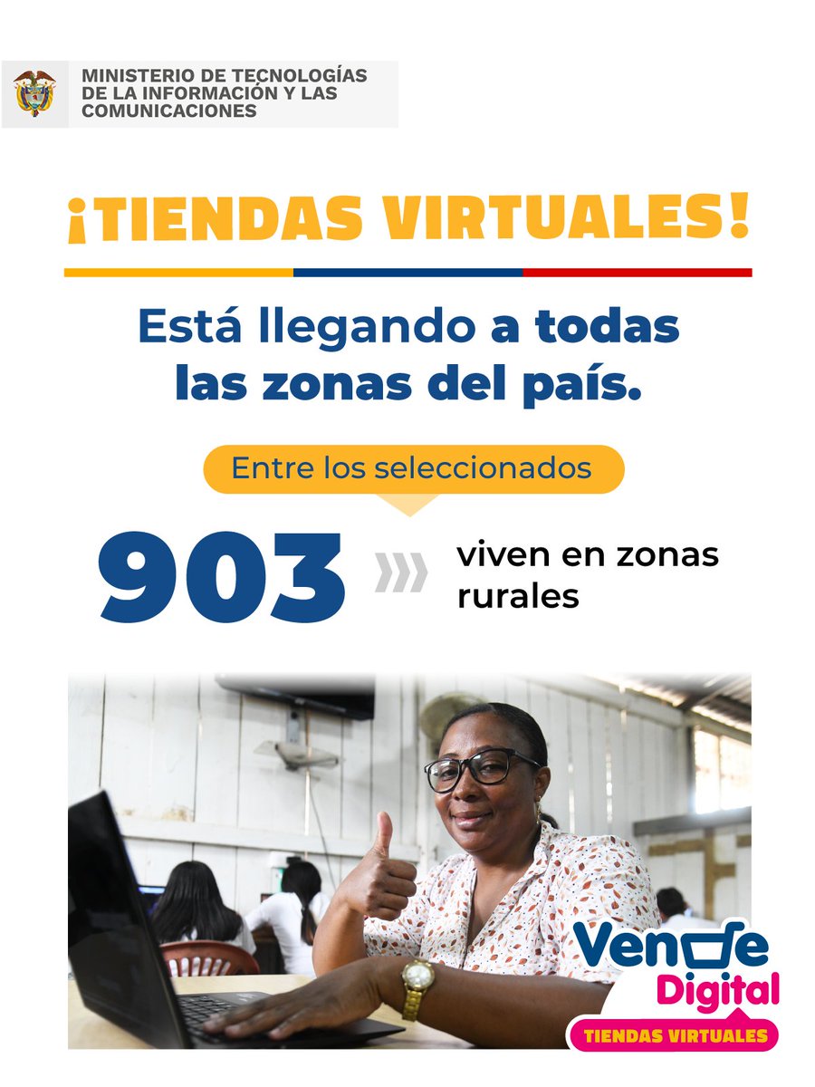 Con 🛍️🛒#TiendasVirtuales estamos mejorando la calidad de vida de comerciantes y empresarios, mipyme y sus familias, con la oportunidad de impulsar la productividad de sus negocios a través de las ventas digitales. Conoce más→bit.ly/3DT01Qs