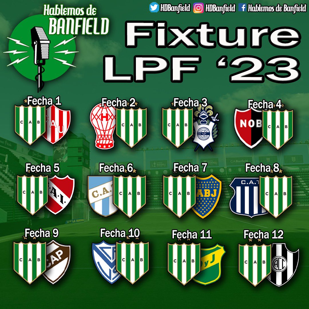 HDBanfield's tweet photo. 📝 PARA AGENDAR! Acá está el fixture confirmado para #Banfield 🇳🇬 de la LPF 2023 y la Copa de la Liga. https://t.co/qBVxZU8Hus