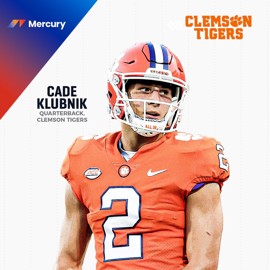 NIL SIGNING: Excited to announce that @TeamM3rcury has signed @CadeKlubnikQB to an NIL deal! Cade will be a star in CFB & we’re excited to be part of his journey this early. Cade will be featured in product drops, exclusive content & be active in the @clemsontigersIO community.