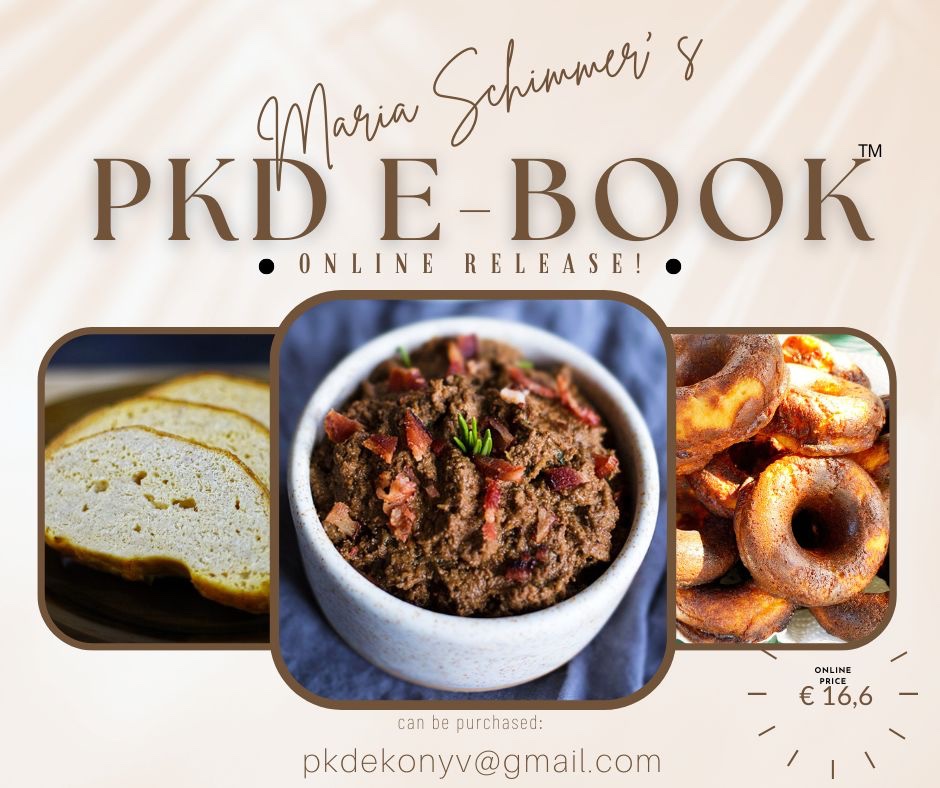 EskimoKitchen's tweet photo. Mária Schimmer's PKD Ebook online cookbook has been published.
We recommend it to those who wish to recover, those interested in healthy nutrition, those committed to weight loss.
The online cookbook can be ordered by sending a letter to the email address:
pkdekonyv@gmail.com https://t.co/NtoIQuIcdY