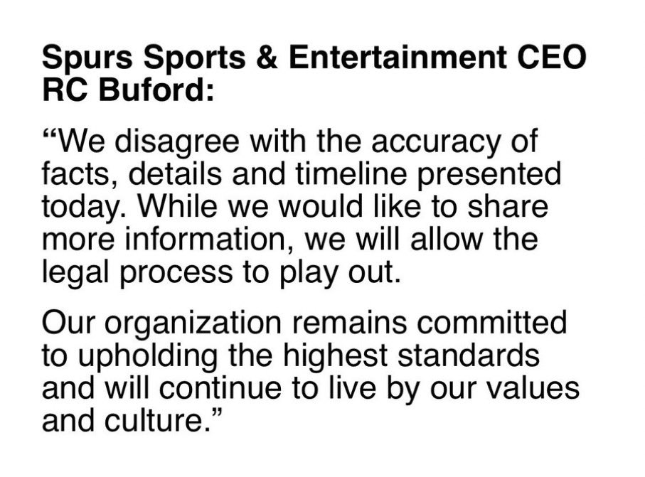 RT @ShamsCharania: Statement from Spurs S&E CEO RC Buford: https://t.co/vZDdiRHhLZ