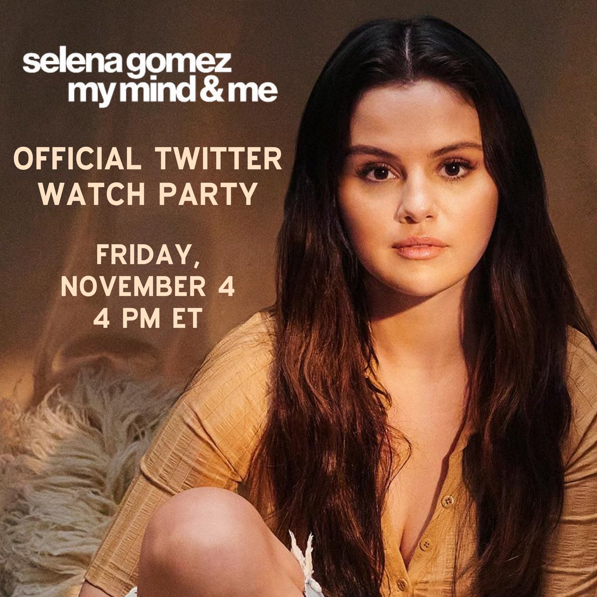 Her mind and US... join us tomorrow at 4pm EST for the official #MyMindAndMe watch party! If you don’t have @appletvplus already, no worries - use apple.co/selenagift to get a 2 month free trial. Don’t forgot to bring your tissues 🤧🤍