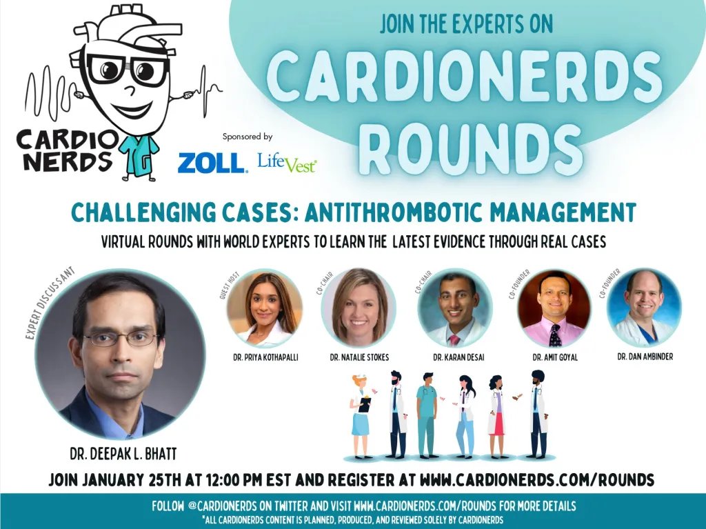 Daniel Ambinder, MD (@dr_danmd) on Twitter photo 🤹Need an antithrombotic regimen❓
⚖️Balancing bleeding🩸/clotting☄️
▶️240. <a href="/CardioNerds/">CardioNerds</a> Rounds: Challenging Cases – Antithrombotic Management with <a href="/DLBHATTMD/">Dr. Deepak L. Bhatt</a>
Feat @prkothapalli & series co-chairs <a href="/natstokes/">Natalie Stokes</a> <a href="/karanpdesai/">Karan Desai MD FACC</a>. 🙏<a href="/CFAndersenMD/">Christian Faaborg Andersen MD</a>
cardionerds.com/240-cardionerd… 🤹Need an antithrombotic regimen❓
⚖️Balancing bleeding🩸/clotting☄️
▶️240. <a href="/CardioNerds/">CardioNerds</a> Rounds: Challenging Cases – Antithrombotic Management with <a href="/DLBHATTMD/">Dr. Deepak L. Bhatt</a>
Feat @prkothapalli & series co-chairs <a href="/natstokes/">Natalie Stokes</a> <a href="/karanpdesai/">Karan Desai MD FACC</a>. 🙏<a href="/CFAndersenMD/">Christian Faaborg Andersen MD</a>
cardionerds.com/240-cardionerd…