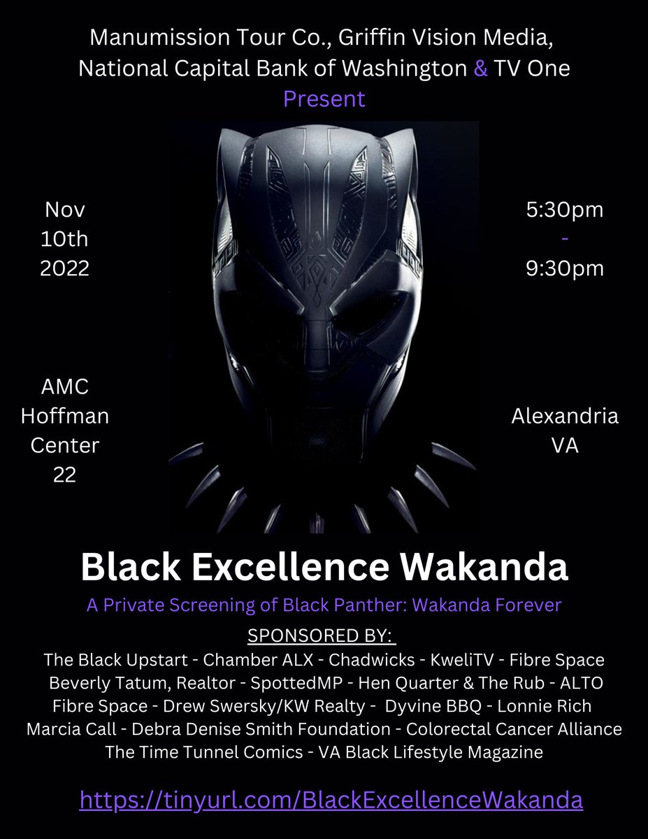 The Alliance is proud to be a part of the #BlackExcellenceWakanda on Nov. 10th in Alexandria! Find out more here, and get your ticket: tinyurl.com/BlackExcellenc… #BEW2022