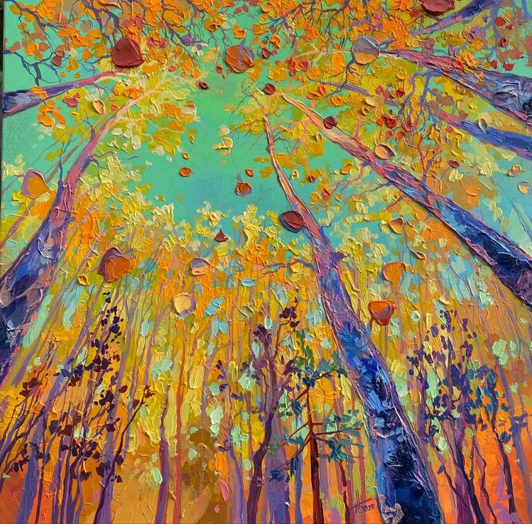 acrylic on canvas 70*70 cm "falling leaves", 2020